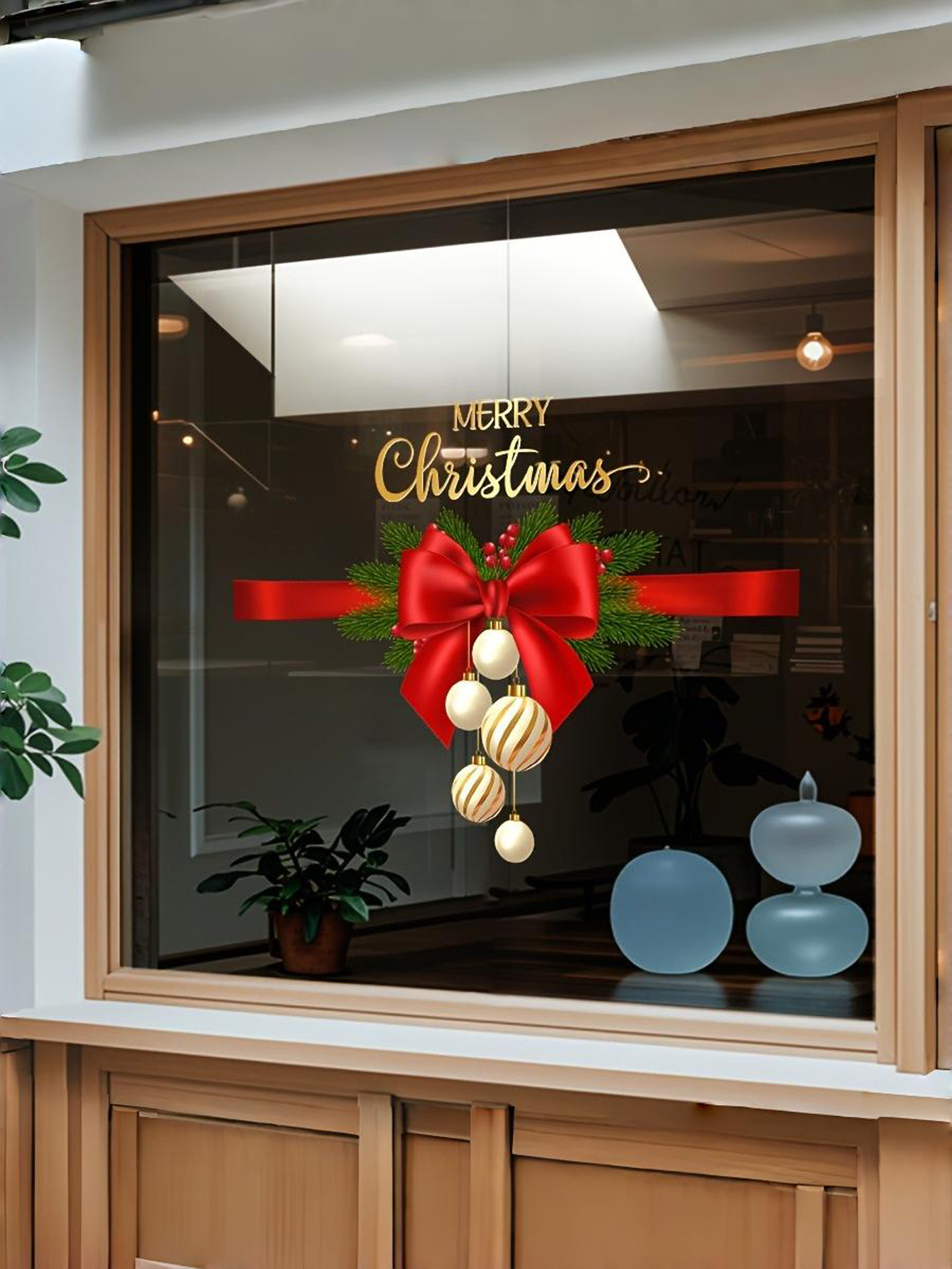 Christmas Bow Glass Decoration Sticker